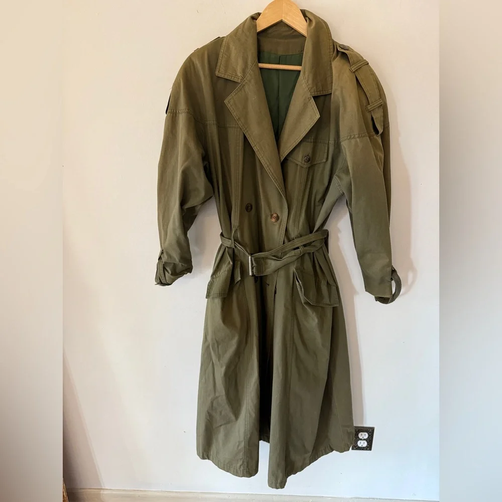 Vintage Together Olive Women's Trench Coat - Picture 5 of 16